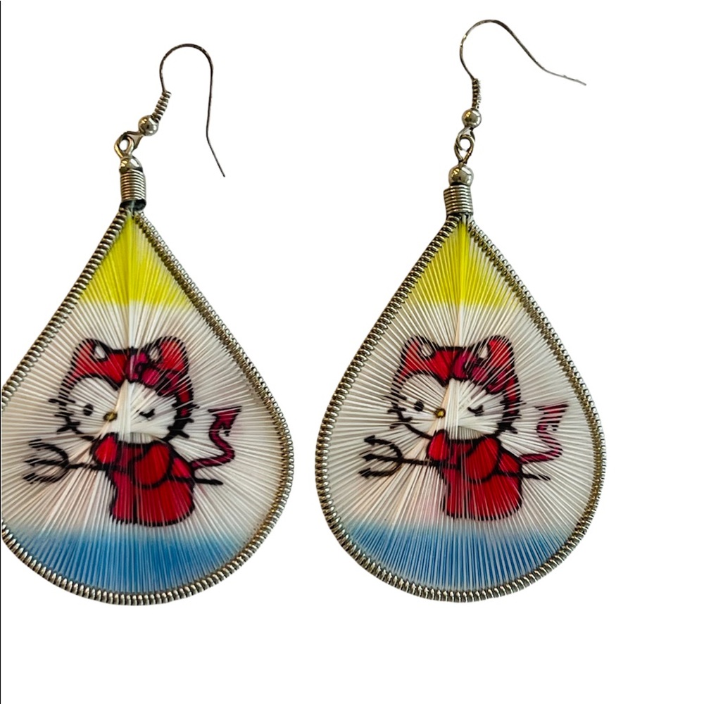 Hello Kitty Thread Earrings Large Teardrop Devil Suit